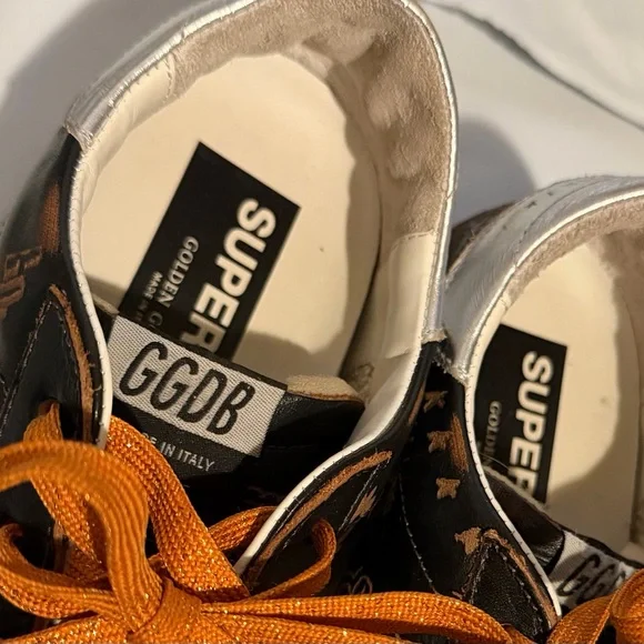 Golden Goose SUPER STAR BIKER LEATHER SNEAKERS DRAWING DARK BROWN. - Picture 7 of 16